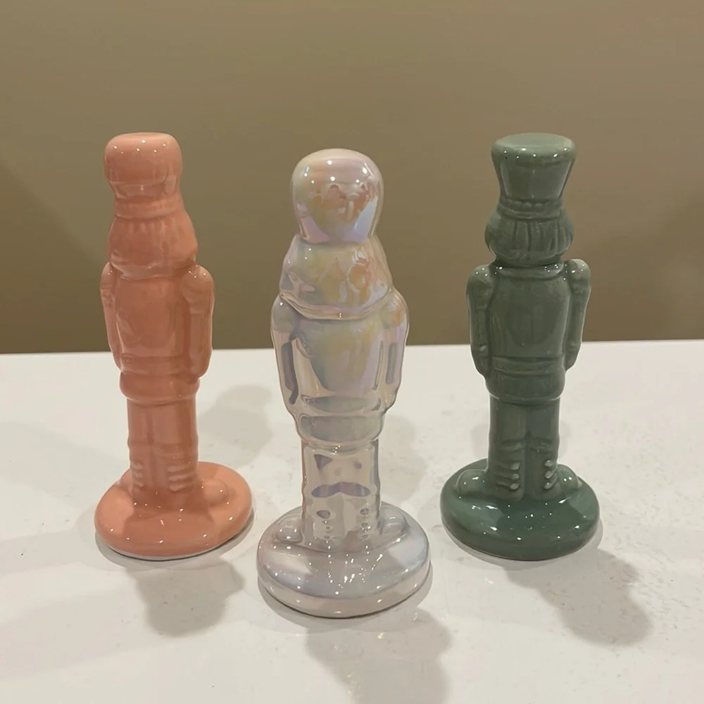 New Target Bullseye Playground Set of 3 MINI White Pink & Green Nutcrackers